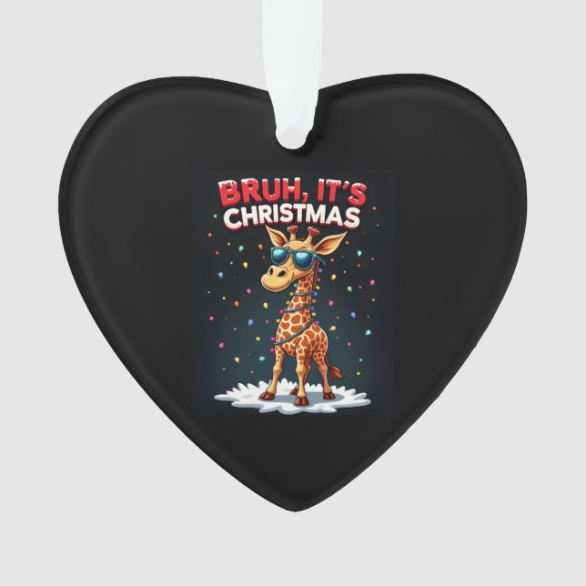 Bruh It's Christmas Giraffe Funny Dabbing Long Sle Ornament (Vorderseite)