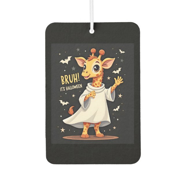 Bruh Its Halloween Funny Dabbing Ghost Giraffe Lon Autolufterfrischer (Vorderseite)