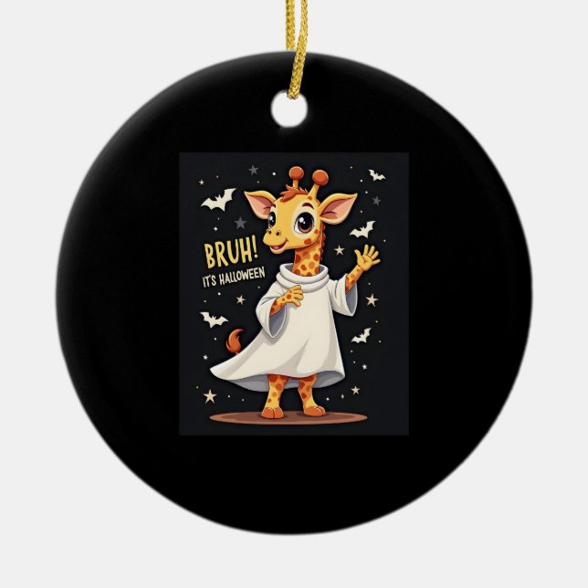 Bruh Its Halloween Funny Dabbing Ghost Giraffe Lon Keramik Ornament (Vorne)