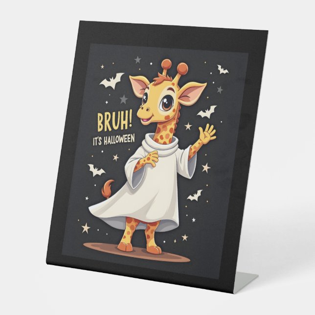 Bruh Its Halloween Funny Dabbing Ghost Giraffe Lon Sockelschild (Vorderseite)