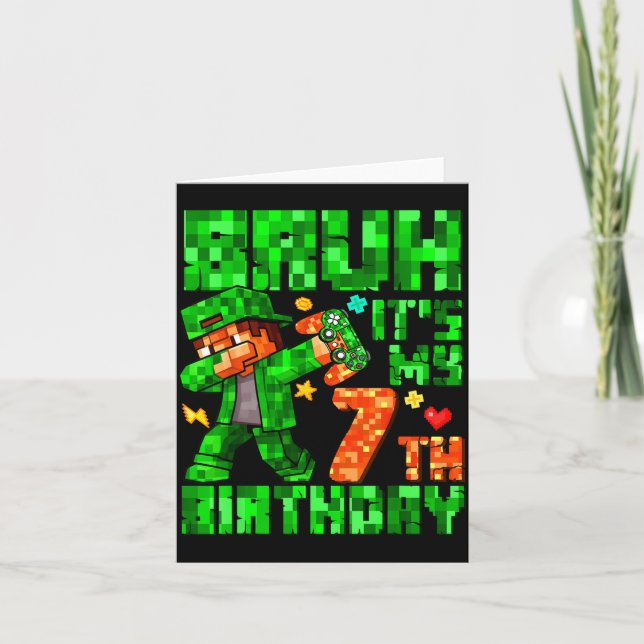 Bruh It's My 7th Birthday Boy Game Xel 7 Years Old Karte (Vorderseite)