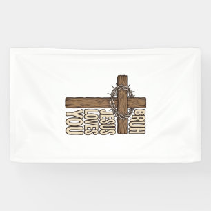 Bruh Jesus Liebt Dich Kreuz Vintage Christlich Vec Banner