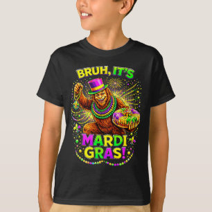 Bruh Mardi Gras Bigfoot und King Cake Karneval T-Shirt