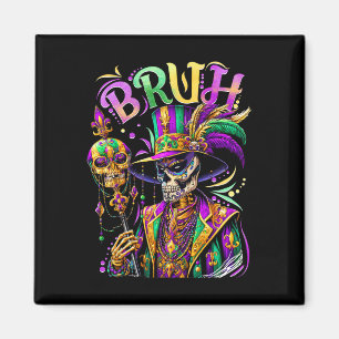 Bruh Mardi Gras Doctor New Orleans Skeleton Mardi Magnet