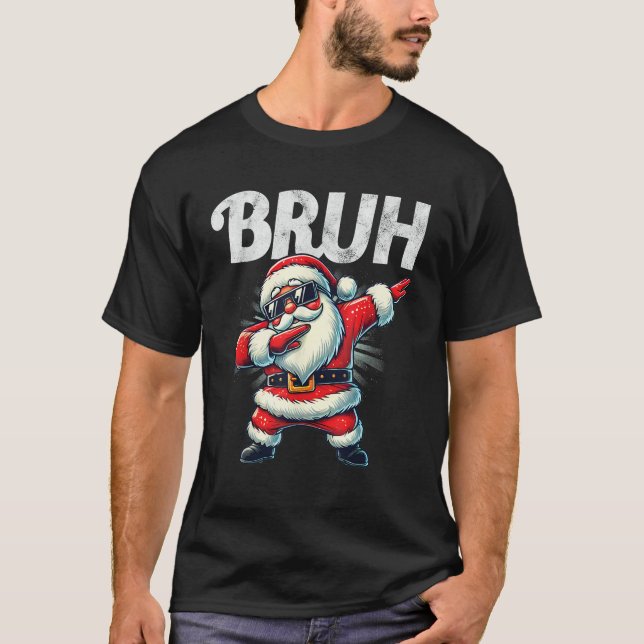 Bruh Meme Cool Dabbing Weihnachtsjunge T-Shirt (Vorderseite)