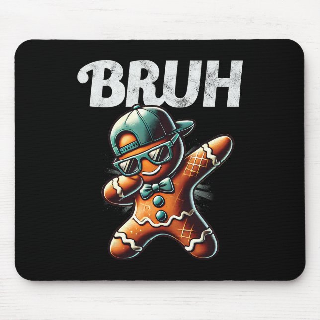 Bruh Meme Cool Gingerbread Dabbing Weihnachten Mousepad (Vorne)