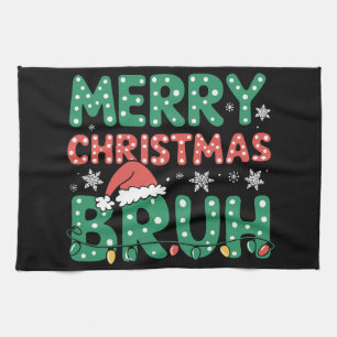 Bruh Meme Funny sagt Bro Weihnachten grüßen Geschirrtuch