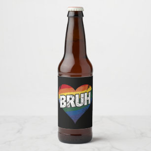 Bruh Meme Lustiger Spruch Bro Gruß Gay LGBT Stolz Bierflaschenetikett