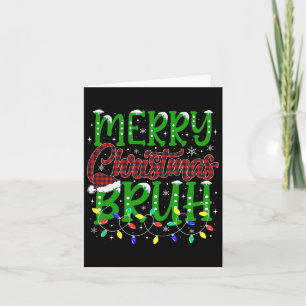 Bruh Merry Christmas Red Kariert Teens Boys Kids X Karte