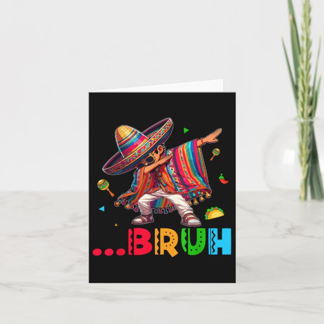 Bruh Mexican Boy Dabbing Poncho Cinco De Mayo Kids Karte (Vorderseite)