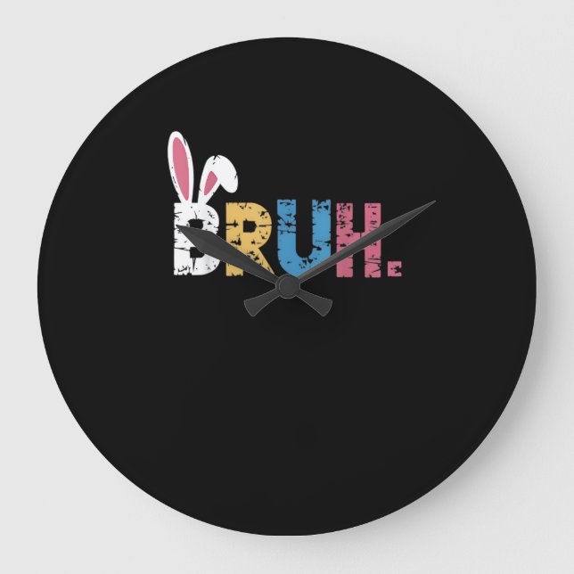 Bruh Oaster Bunny Niedlich Meme for Kids _3 Große Wanduhr (Vorderseite)