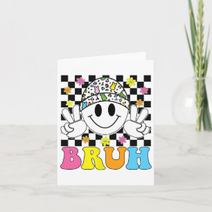 Bruh Oster Day Funny Bunny Eggs Groovy Smile Face Karte