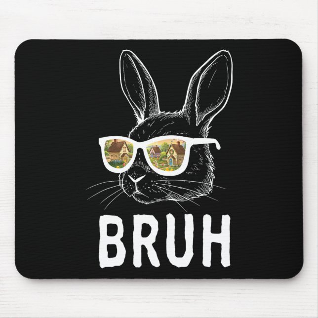 Bruh Oster Day Funny Rabbit Bunny Face Gles Easte Mousepad (Vorne)
