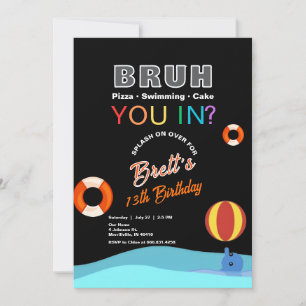 Bruh Pool Party Anniversaire Invitation