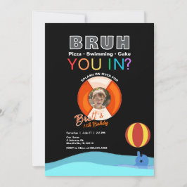 Bruh Pool Party Anniversaire Invitation avec photo