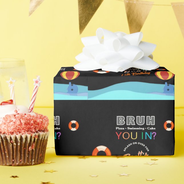 Bruh Pool Party Birthday  Geschenkpapier (Geburtstagsparty)