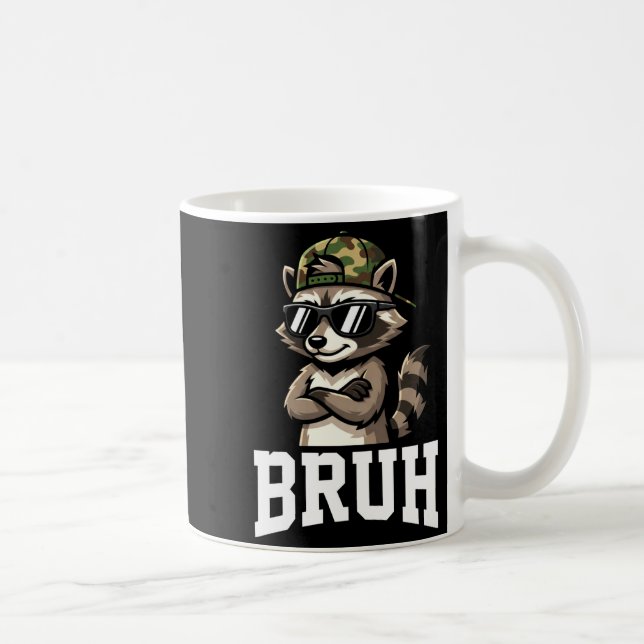 Bruh Raccoon Camo Hat Funny Youth Teens Kids Slang Kaffeetasse (Rechts)