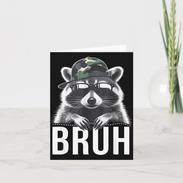 Bruh Raccoon Trash Racoon Camo Hat Youth Teens Kid Karte (Vorderseite)