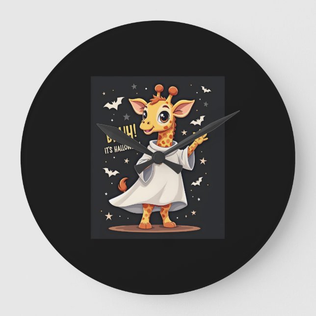Bruh sein Halloween Funny Dabbing Ghost Giraffe Lo Große Wanduhr (Vorderseite)