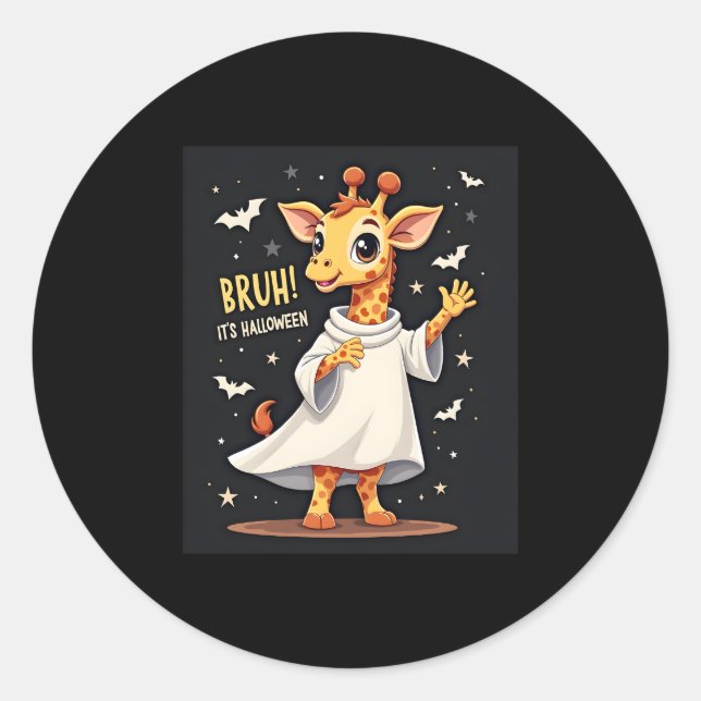 Bruh sein Halloween Funny Dabbing Ghost Giraffe Lo Runder Aufkleber (Vorderseite)