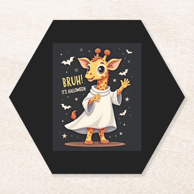Bruh sein Halloween Funny Dabbing Ghost Giraffe Lo Untersetzer (Vorderseite)