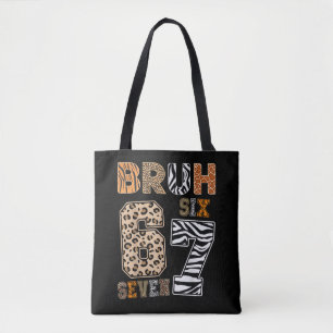 Bruh Six Seven 67 Meme Wildtierdruck Streetwear Tasche