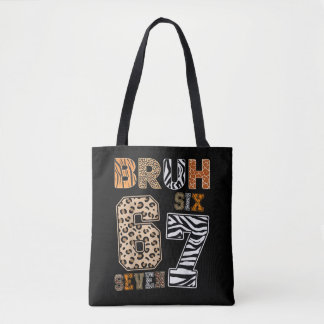 Bruh Six Seven 67 Meme Wildtierdruck Streetwear Tasche