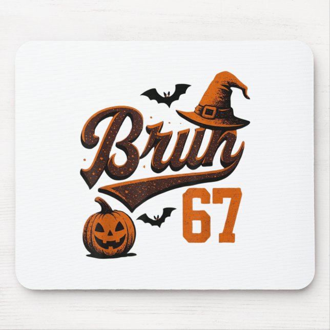 Bruh Six Seven Halloween 6-7 Lustiger Geist Slang  Mousepad (Vorne)