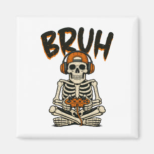 Bruh Skeleton Gamer Funny Halloween Video Gaming B Magnet