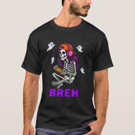 Bruh Skeleton Gamer Halloween Gaming Boys Kids T-Shirt