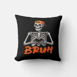 Bruh Skeleton Hand Heart Halloween Kostüme Männer Kissen