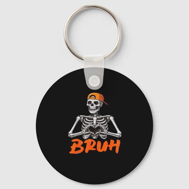 Bruh Skeleton Hand Heart Halloween Kostüme Männer  Schlüsselanhänger (Vorderseite)