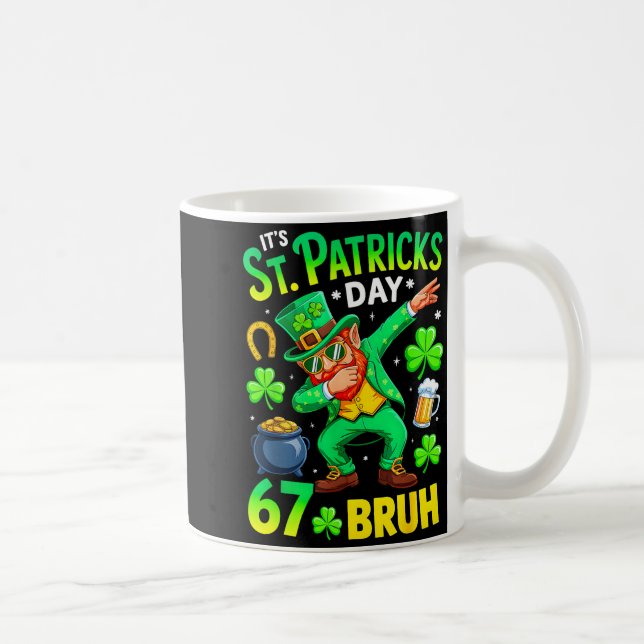 Bruh St. Patricks Day Meme sechs sieben Dabbing Kaffeetasse (Rechts)