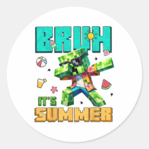 Bruh Summer Dabbing Gamer Boy Birthday Video G Runder Aufkleber