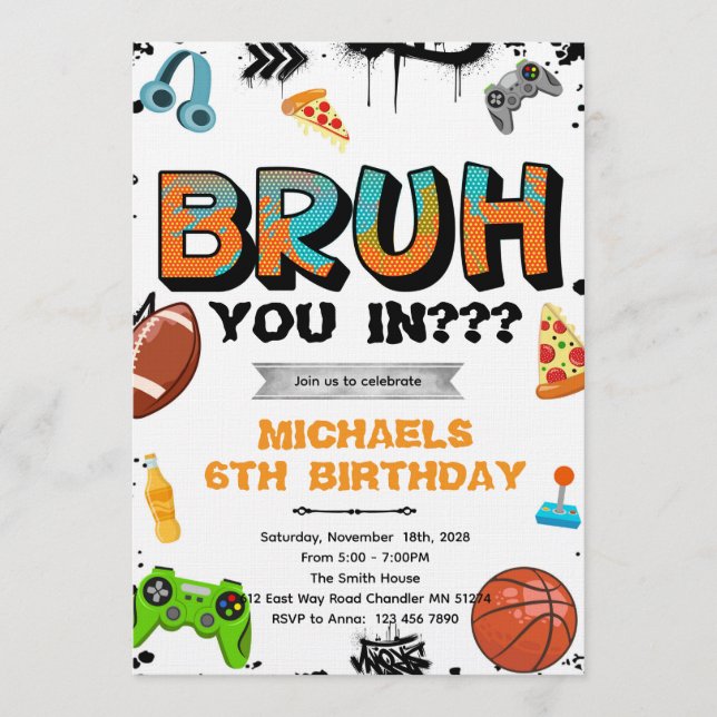 Bruh Teen Birthday Party Invitation (Devant)