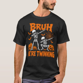 Bruh Twinning Twin Day Spirit Week Halloween T-Shirt