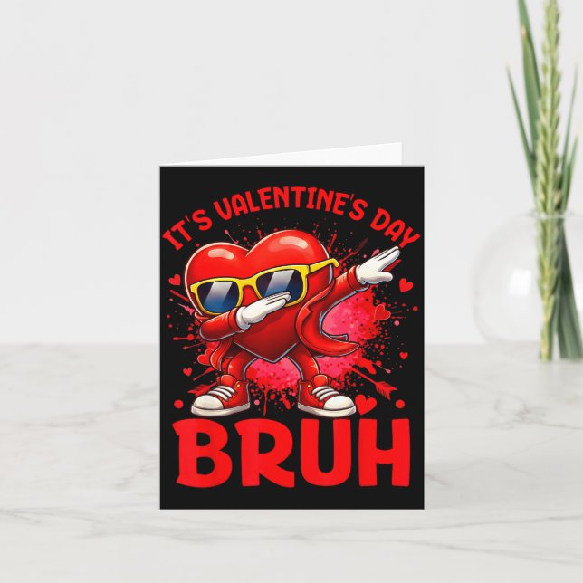 Bruh Valentines Day Boys Kids Funny Heart Valentin Karte (Vorderseite)