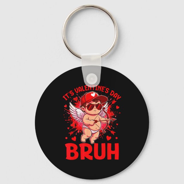 Bruh Valentines Day Boys Kids Funny Heart Valentin Schlüsselanhänger (Vorderseite)
