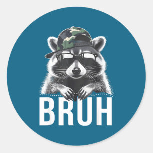 Bruh Waschbär Müll Waschbär Tarnmütze Jugend Teena Runder Aufkleber
