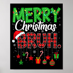 Bruh Weihnachten Rot Kariert Teens Jungen Kinder X Poster