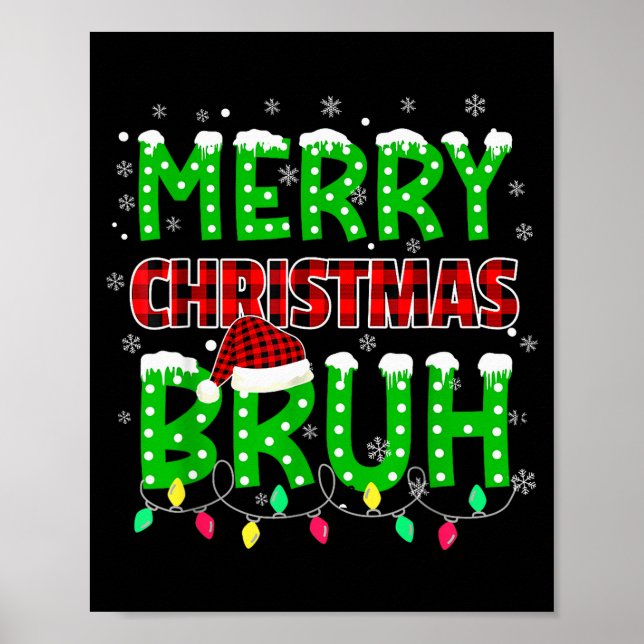 Bruh Weihnachten Rot Kariert Teens Jungen Kinder X Poster (Vorne)