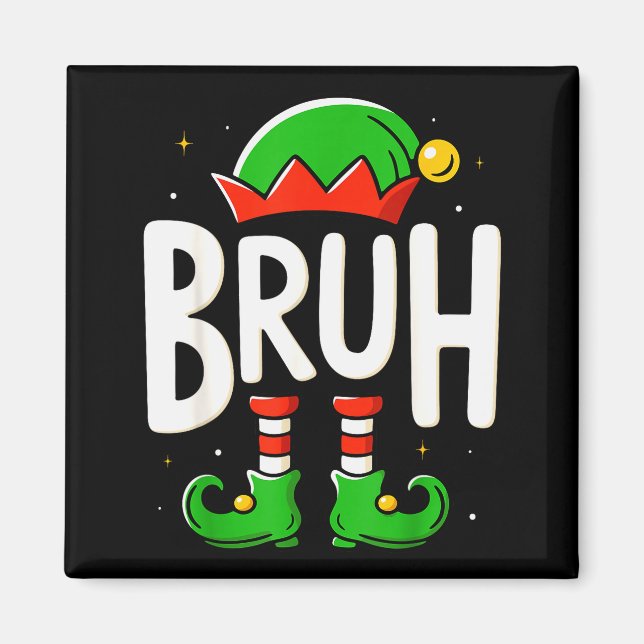 Bruh Weihnachts-Elfen-Pyjamas für Männer Kinder Te Magnet (Vorne)