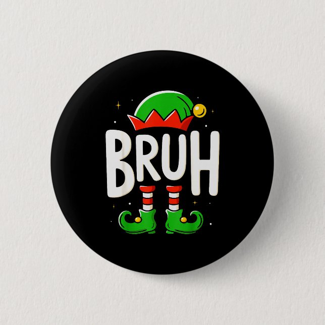 Bruh Weihnachtselfen-Pyjamas für Männer Kinder Tee Button (Vorderseite)