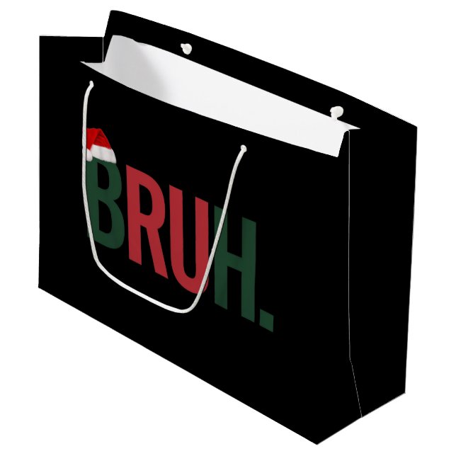 Bruh Weihnachtsgeschenke für ihn Ihre Mama Vater B Große Geschenktüte (Vorderseite Schrägansicht)
