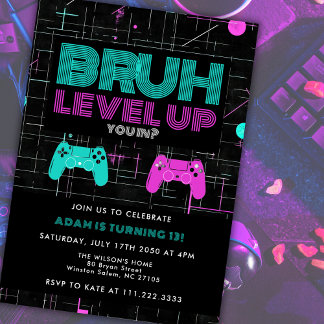 Bruh You In? Arcade Video Games Boy Cool Birthday  Einladung