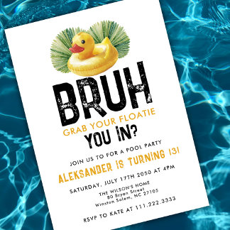 Bruh You In Pool Party Funny Duck Boy Birthday Einladung