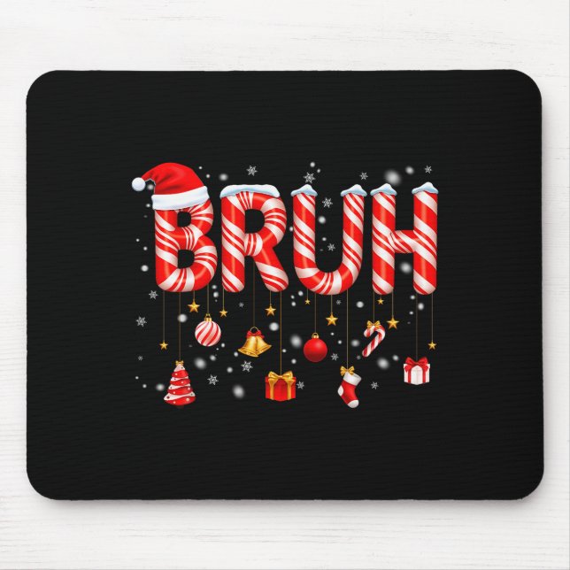 Bruh Zuckerstange Santa Hut Schneeflocke Weihnacht Mousepad (Vorne)