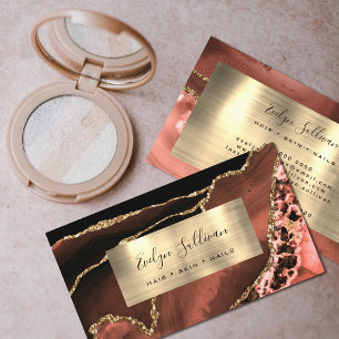 Brûlé Sienna Brown Gold Foil Carte de visite d'aga