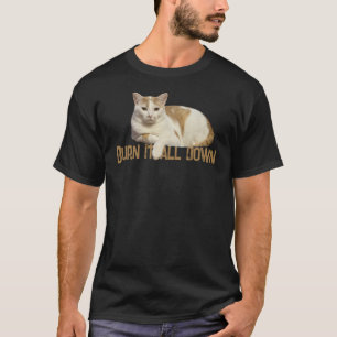 Brûler Tout En Bas T-shirt Chat Orange