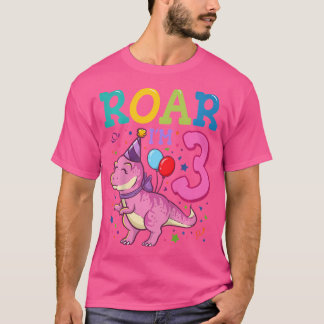 Brülle Ich 3 Jahre Altes Dinosaurier Mädchen 3. Ge T-Shirt